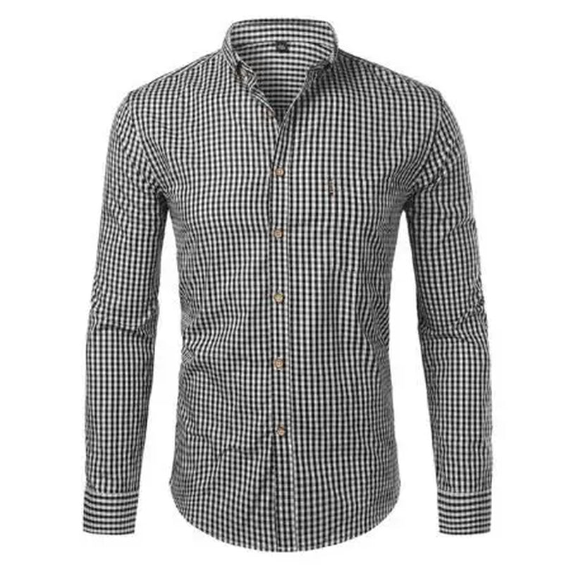 Mens Plaid Shirt Long Sleeves Cotton Casual Slim Fit Shirts Button up Men Dress Shirts Business Shirt Chemise Camisa Masculino