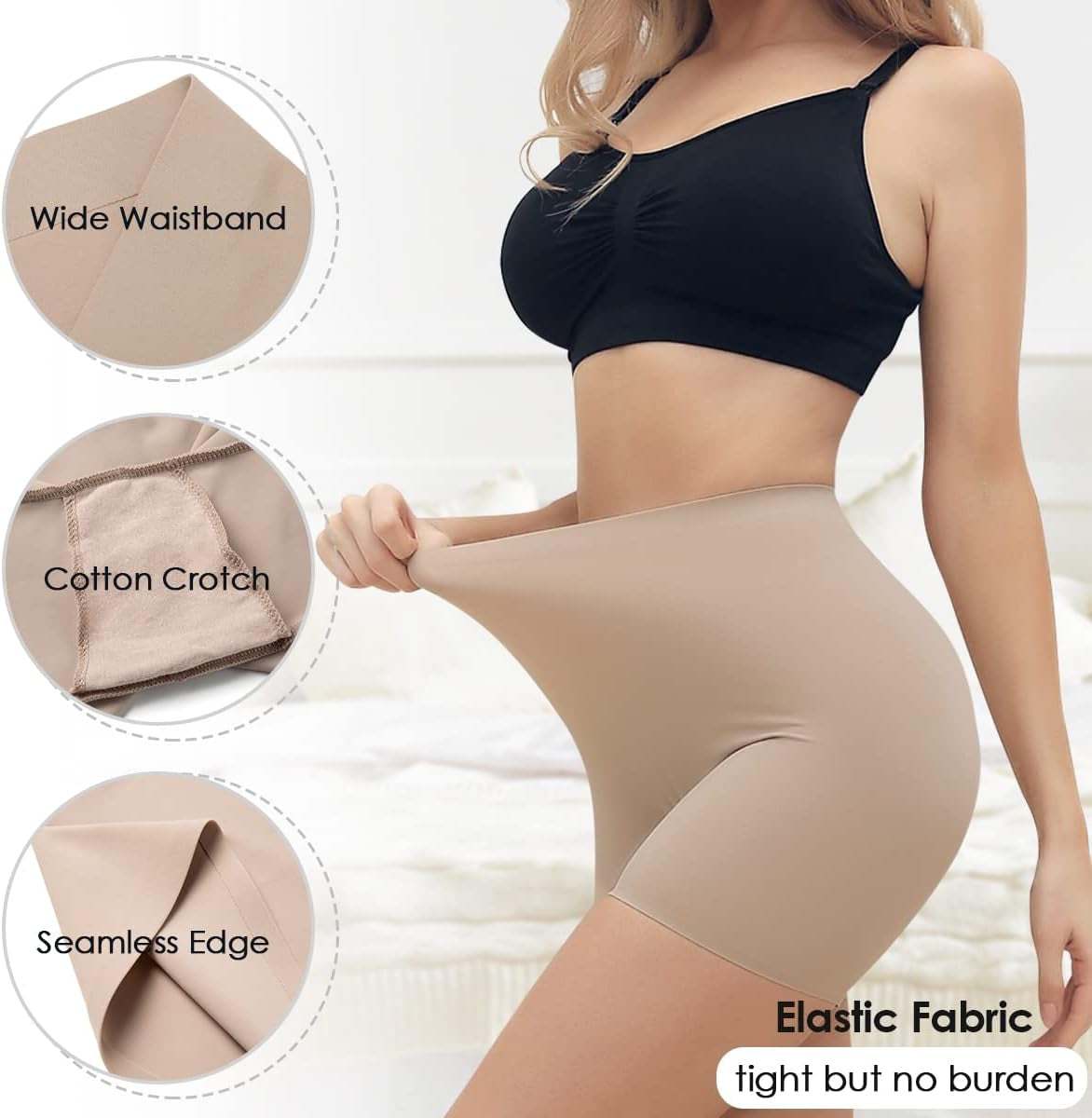 Seamless anti Chafing Slip Shorts for Women Safety Panty under Dress Belly Smooth Breathable Boyshort