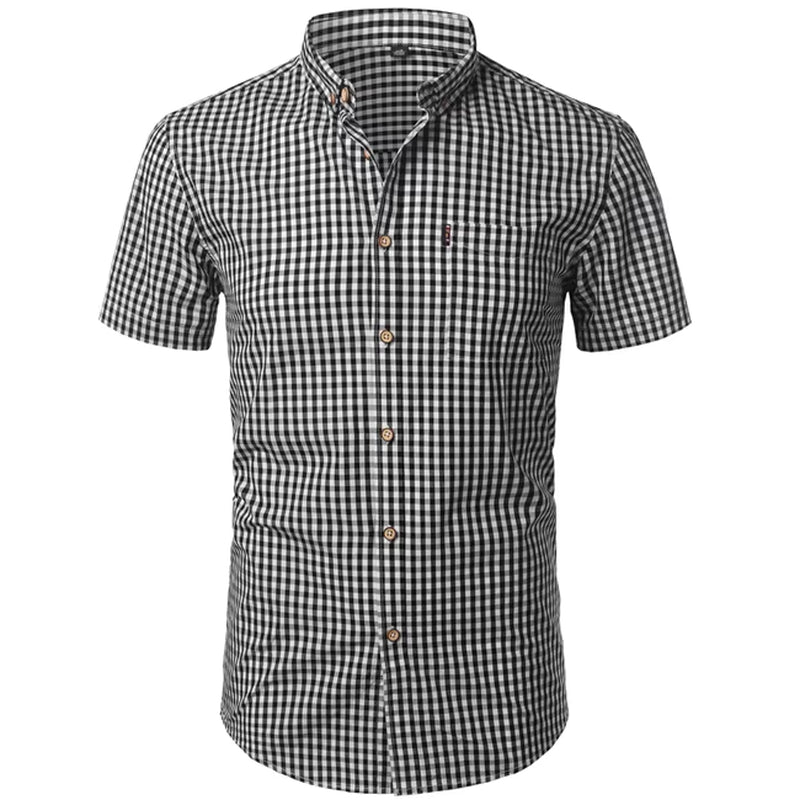 Mens Plaid Shirt Long Sleeves Cotton Casual Slim Fit Shirts Button up Men Dress Shirts Business Shirt Chemise Camisa Masculino