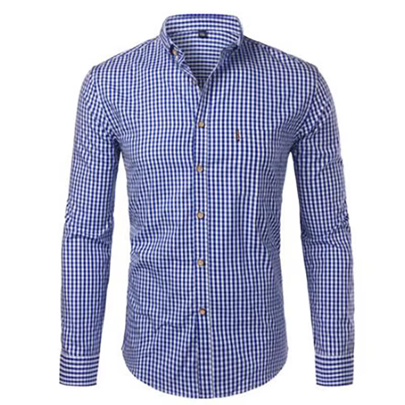 Mens Plaid Shirt Long Sleeves Cotton Casual Slim Fit Shirts Button up Men Dress Shirts Business Shirt Chemise Camisa Masculino