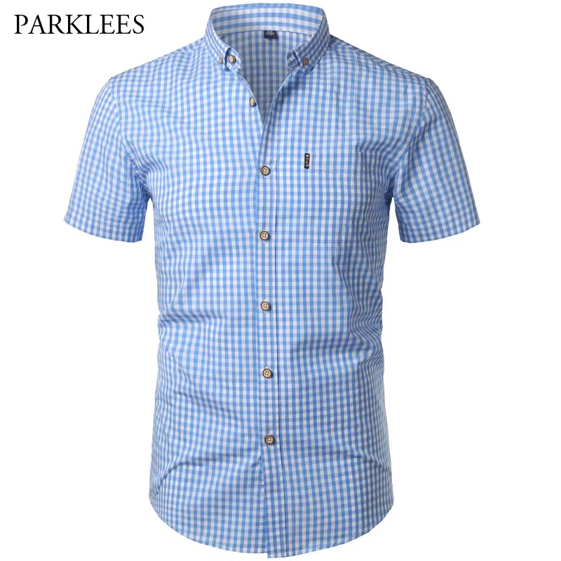Mens Plaid Shirt Long Sleeves Cotton Casual Slim Fit Shirts Button up Men Dress Shirts Business Shirt Chemise Camisa Masculino