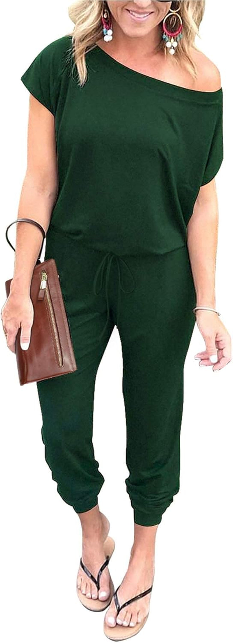 Jumpsuits for Women 2025 Summer Dressy off Shoulder Romper Spring Vacation Travel Lounge Outfits Clothes