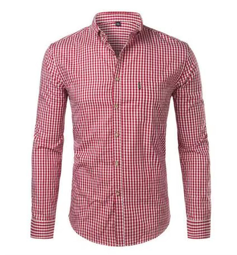 Mens Plaid Shirt Long Sleeves Cotton Casual Slim Fit Shirts Button up Men Dress Shirts Business Shirt Chemise Camisa Masculino
