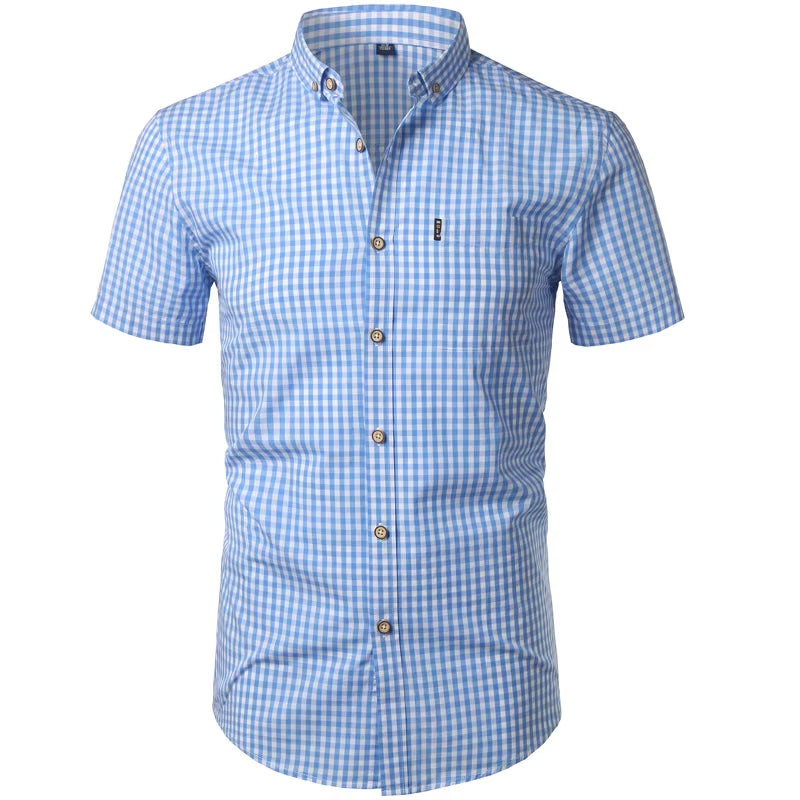 Mens Plaid Shirt Long Sleeves Cotton Casual Slim Fit Shirts Button up Men Dress Shirts Business Shirt Chemise Camisa Masculino