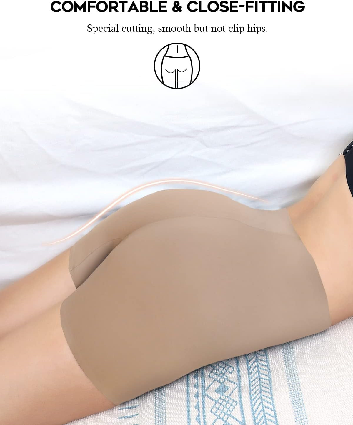 Seamless anti Chafing Slip Shorts for Women Safety Panty under Dress Belly Smooth Breathable Boyshort