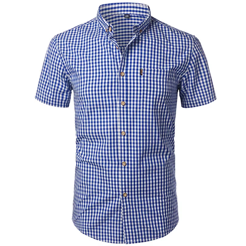 Mens Plaid Shirt Long Sleeves Cotton Casual Slim Fit Shirts Button up Men Dress Shirts Business Shirt Chemise Camisa Masculino