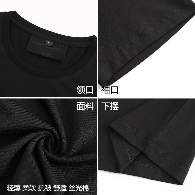 Casual Short Sleeve T Shirts Men Summer Clothes Chinese Characters Rhinestones Fashion Streetwear O Neck Cool Cotton T-Shirts