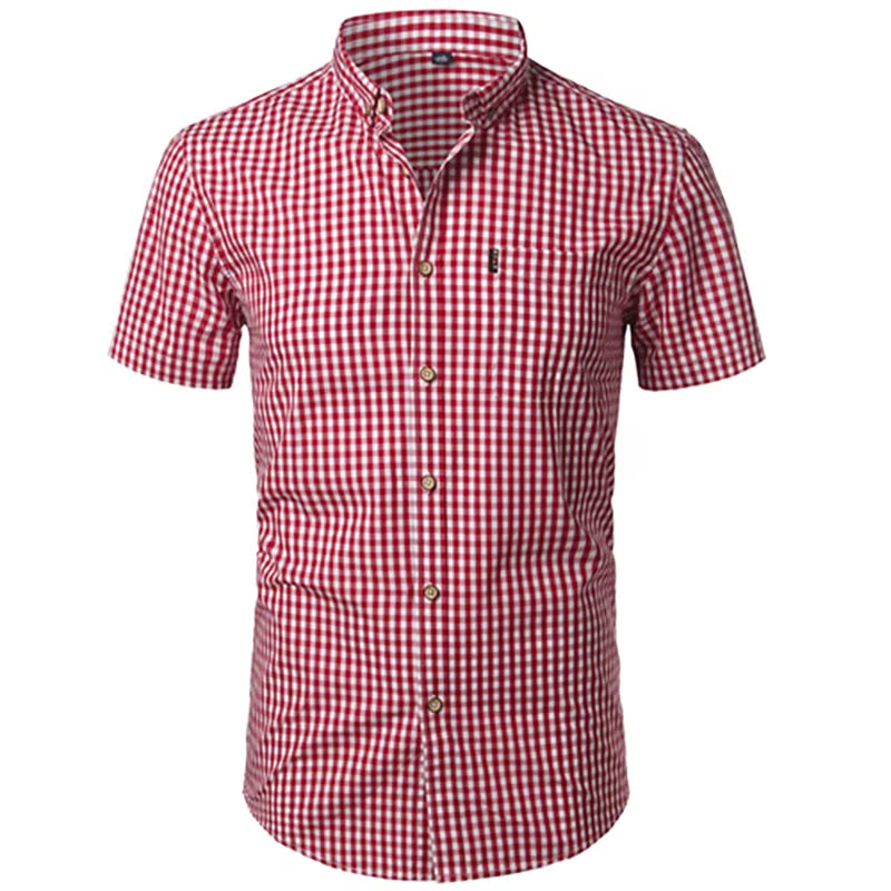 Mens Plaid Shirt Long Sleeves Cotton Casual Slim Fit Shirts Button up Men Dress Shirts Business Shirt Chemise Camisa Masculino